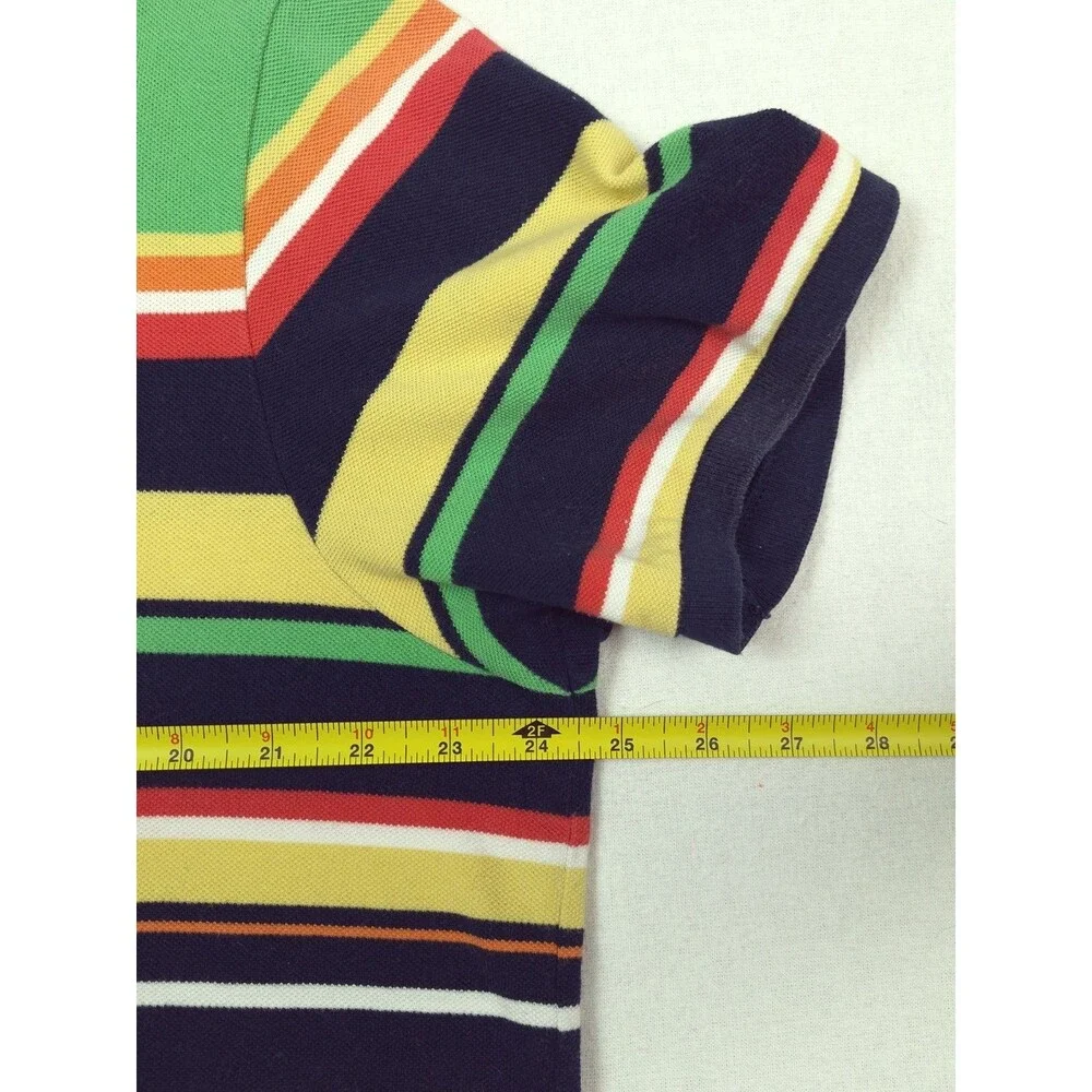 Ralph Lauren Polo Shirt XXL Vintage Colorful Striped Short Sleeve Preppy Golf